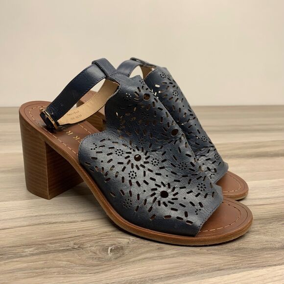 Jack Rogers Ronnie Laser Cut Ankle Strap Chunky Block Heel Sandals Womens 10M - Picture 1 of 12